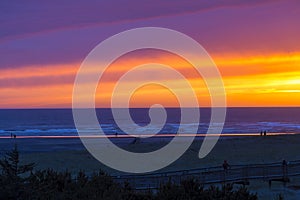 Sunset along Boardwalk in Long Beach Washington