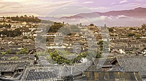 Sunset Along the Rooftops of Lijiang