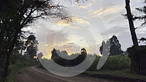 Sunset along a rural path in Africa