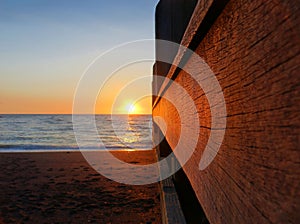 Sunset along a wooden jetty