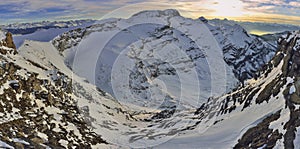 Sunset on Alps from Glacier 3000 Les Diablerets,Gstaad