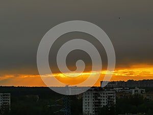 Sunset, amazing cloud scape, Krasnogorsk, Moscow area, Russia