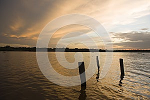 Sunset in Amazon along the river