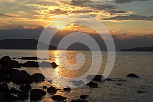 Sunset on anavyssos beach in athens