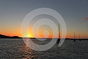 Sunset Anchored behind Hog Cay, Bahamas