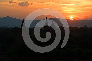 Sunset in ancient Bagan. Burma