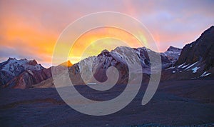 Sunset in Andes Mountains, Aconcagua