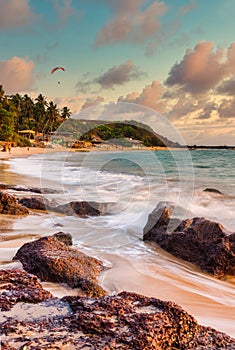 Sunset at Anjuna beach in Goa, India