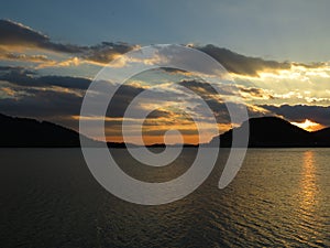 Sunset from the Aoos lake, Epirus Greece