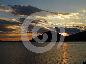 Sunset from the Aoos lake, Epirus Greece