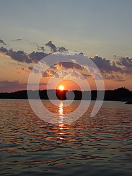 A sunset in archipelago by the gulf of Finland