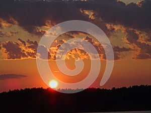 A sunset in archipelago by the gulf of Finland