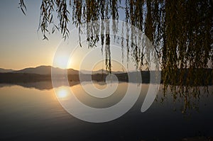 Sunset around the West Lake in Hangzhou