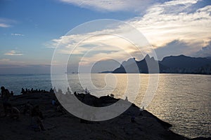 Sunset at Arpoador beach in Rio de Janeiro