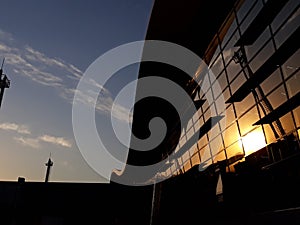 Sunset at Arturo Merino Benitez airport photo