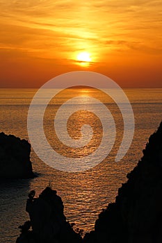 sunset as seen from the monastery of the Virgin Mary in Paleokastritsa