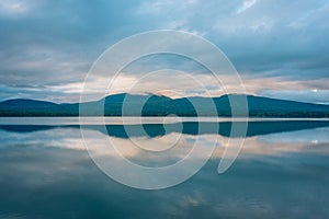 Sunset at Ashokan Reservoir, in the Catskill Mountains, New York