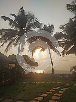 Sunset in Ashwem beach, North Goa, India