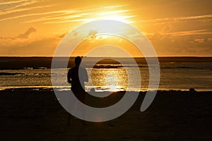 Sunset on the Atlantic ocean coast