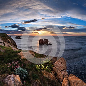 Sunset Atlantic Ocean coastline photo