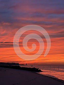 Sunset at Atlantic Ocean, New York City, USA