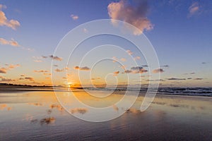 Sunset Atlantic Ocean view at Tamarist beach, in Casablanca