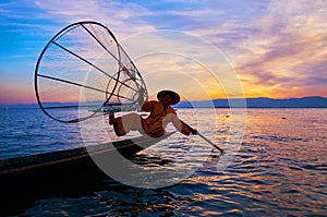 Sunset attractions on Inle Lake, Myanmar