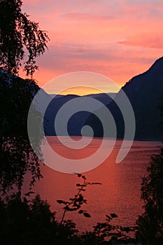 Sunset at the Aurlandsfjord, Norway