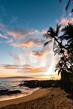 Sunset on Secret Beach in Maui Hawaii