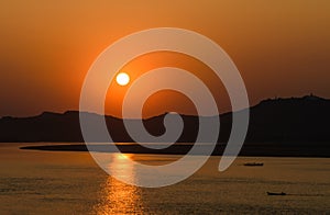 Sunset at Ayeyarwady river