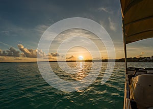 Sunset at Bacalar Lagoon of Seven Colors panoramic view