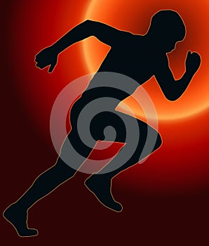 Sunset Back Sport Silhouette - Male Sprint Athlete