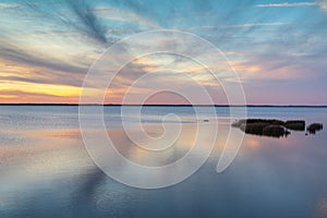 Sunset Background Sky Clouds Water Reflection Duck North Carolina