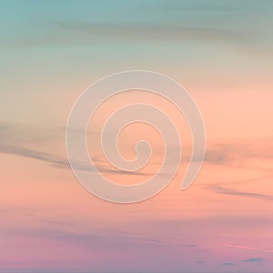 Sunset background. sky with soft and blur pastel colored clouds. gradient cloud on the beach resort. nature. sunrise.  peaceful