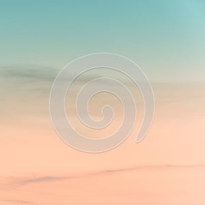 Sunset background. sky with soft and blur pastel colored clouds. gradient cloud on the beach resort. nature. sunrise.  peaceful