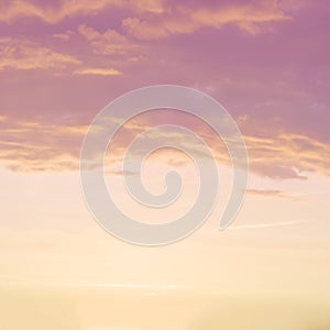 Sunset background. sky with soft and blur pastel colored clouds. gradient cloud on the beach resort. nature. sunrise.  peaceful