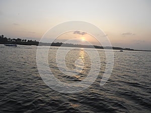 Sunset, Backwater in Puducherry, a quiet little town on the southern coast of India.