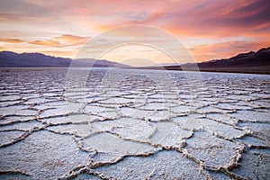 Sunset on Badwater Salt Flat photo