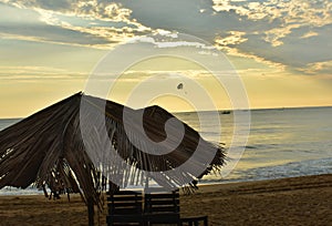 Sunset in baga beach in goa , India