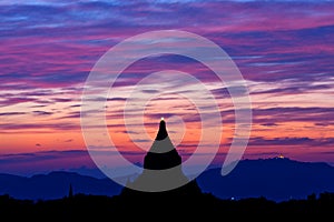 Sunset in Bagan, Myanmar, Southeast Asia.