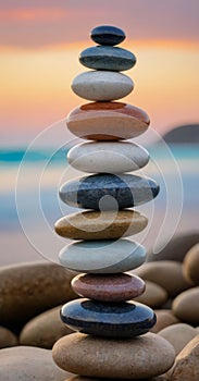 Sunset Balance: Stone Stack