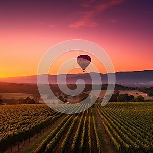 Sunset Balloon Ride Over Vineyard