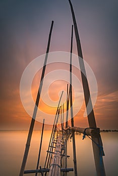 Sunset from the bamboo bridge, Tanjung Kait Beach is very beautiful