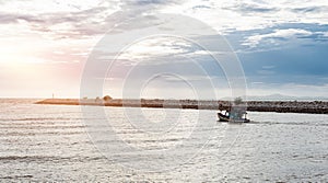 Sunset at Ban Amphure Beach, Sattahip, Chonburi, Thailand.