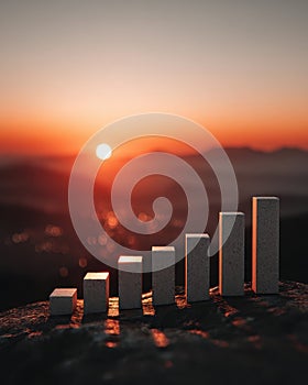 Sunset Bar Graph on Mountain