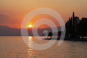 Sunset in Bardolino at Lake Garda, Italy