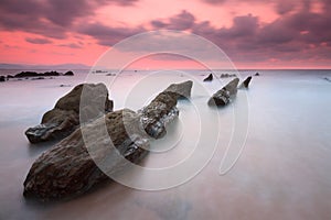 Sunset at Barrika beach