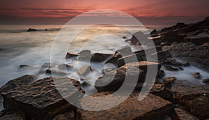 Sunset at Barrika beach