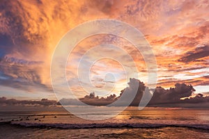 Sunset at Batu Bolong Beach in Canggu, Bali, Indonesia