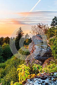 Sunset in Bavaria in the mountains of the Franconian Jura